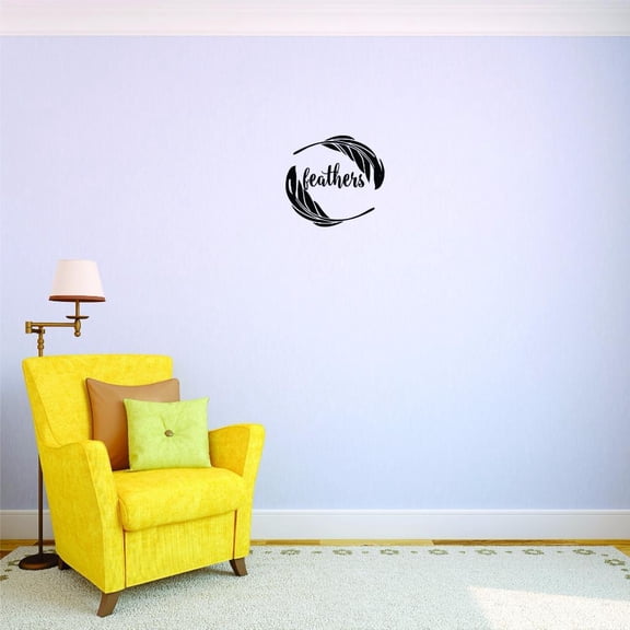 Custom Decals Feathers Wall Art Size: 12 X 12 Inches Color: Black
