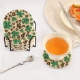thumbnail image 5 of Haosy Set of 6 Drink Woven Coaster with Holder Heat Resistant Non-Slip Bar Coasters 4 Inches Four Leaf Clover Leopard, 5 of 7