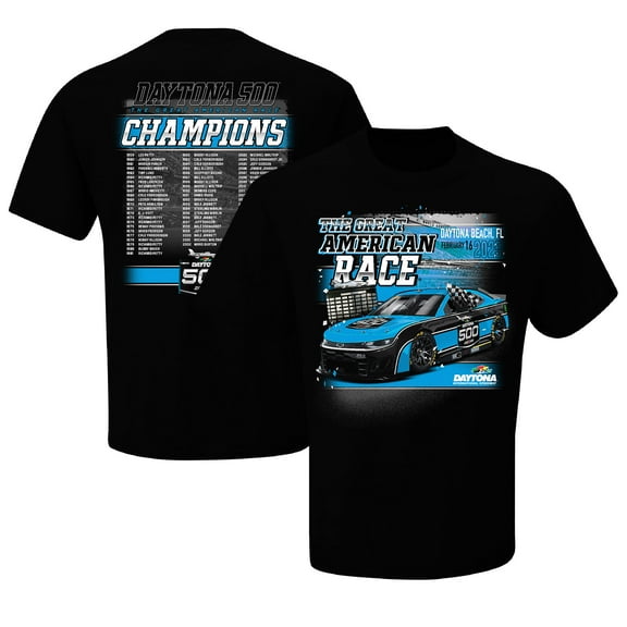 Men's Checkered Flag Sports Black Daytona International Speedway 2025 Daytona 500 Champions T-Shirt
