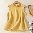 thumbnail image 2 of Cotton Linen Tank Top Womens Summer Vacation Loose Fit Sleeveless Scoop Neck Elegant Blouse for Beach Lounge and Casual Outfits in 2025 Neutral Tones, 2 of 3