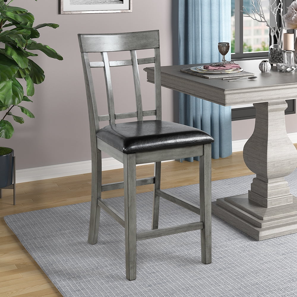 Kepooman 5 Pieces Vintage Counter-Height Dining Table Set, Antique Graywash Kepooman 5 Pieces Vintage Counter-Height Dining Table Set, Antique Graywash
