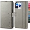 thumbnail image 1 of Wallet Case for iPhone 13 Pro 5G, [RFID Blocking] Card Slots Holder Stand [Shockproof TPU Interior Case] PU Leather Magnetic Protective Flip Cover Compatible with iPhone 13 Pro 6.1" 2021, Grey, 1 of 8