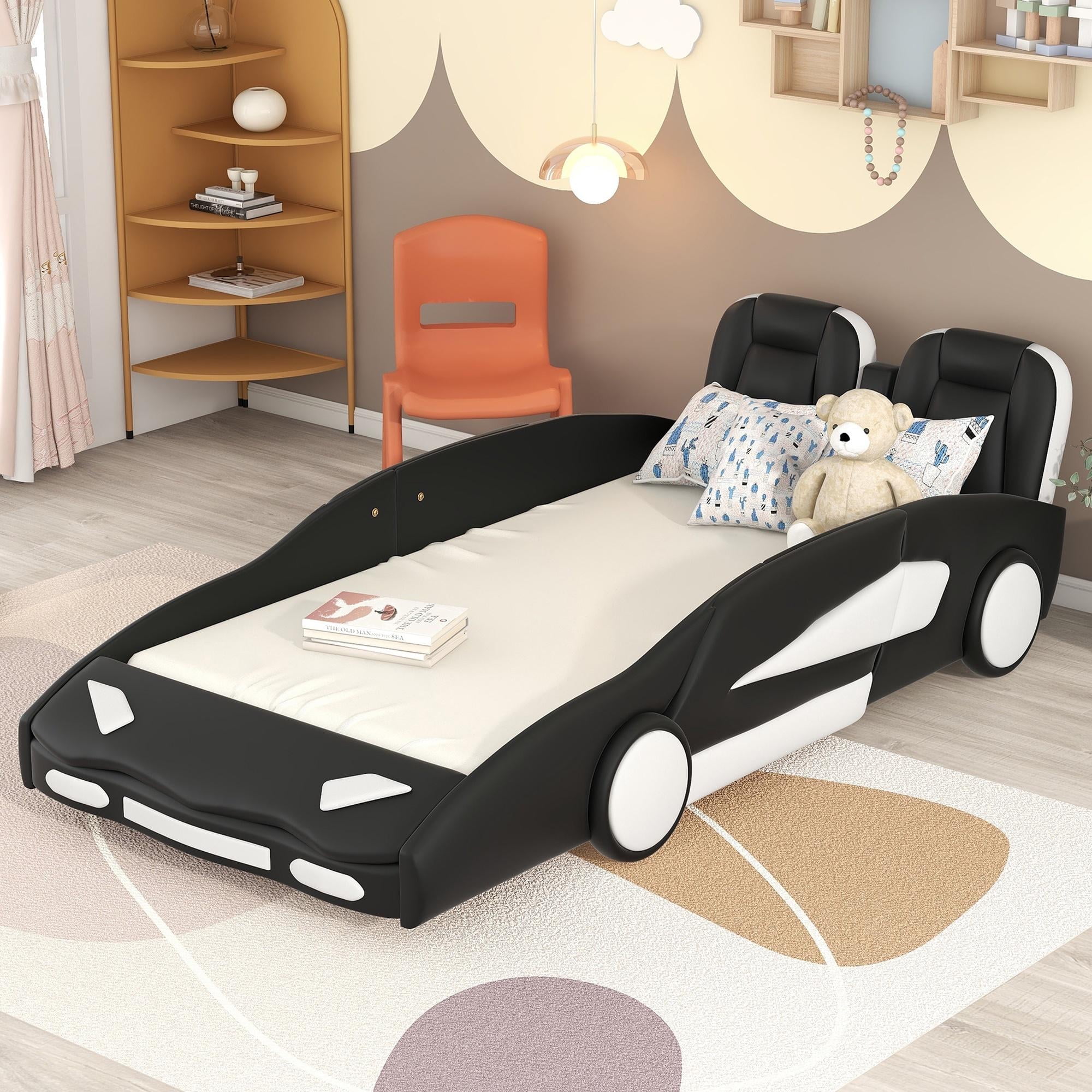 ベッドフレーム titi racer car bed Titi Racer Modern Wood TT Twin Race Car Bed with Remote Control in