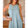 thumbnail image 6 of PRETTYGARDEN Women's Summer Hollow Out Halter Dresses Casual Sleeveless A-Line Tiered Swing Sundress Beach Vacation Mini Dress, 6 of 6