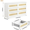 thumbnail image 2 of YUSAZENS Rattan Dresser for Bedroom, 6 Drawer Wood Chest of Drawers, Modern Natural Storage Organizer with Anti-Tip Kit, Versatile Double Dresser for Living Room, Hallway, 2 of 8