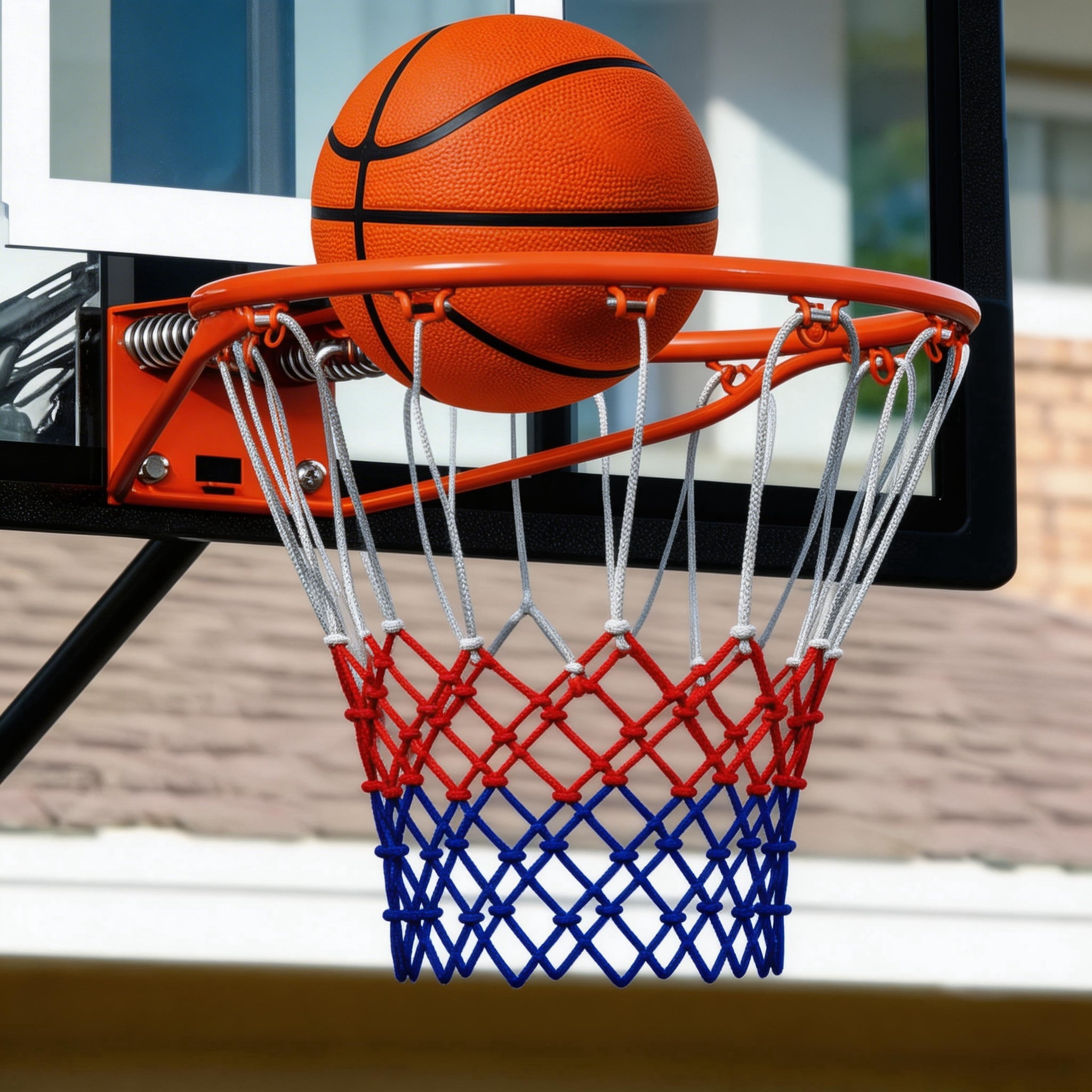 FirstAsk 18" Rim Basketball Hoop Backboard Wall Mounted, Basketball Goal, Indoor & Outdoor with Hand-Crank Adjustment, Classic Basketball Court, Teens, Adults, Schools, Parks