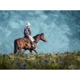thumbnail image 2 of Villa, Mlli 14x12 Black Ornate Wood Framed with Double Matting Museum Art Print Titled - Cowboy Enjoys The Outlooktif, 2 of 4