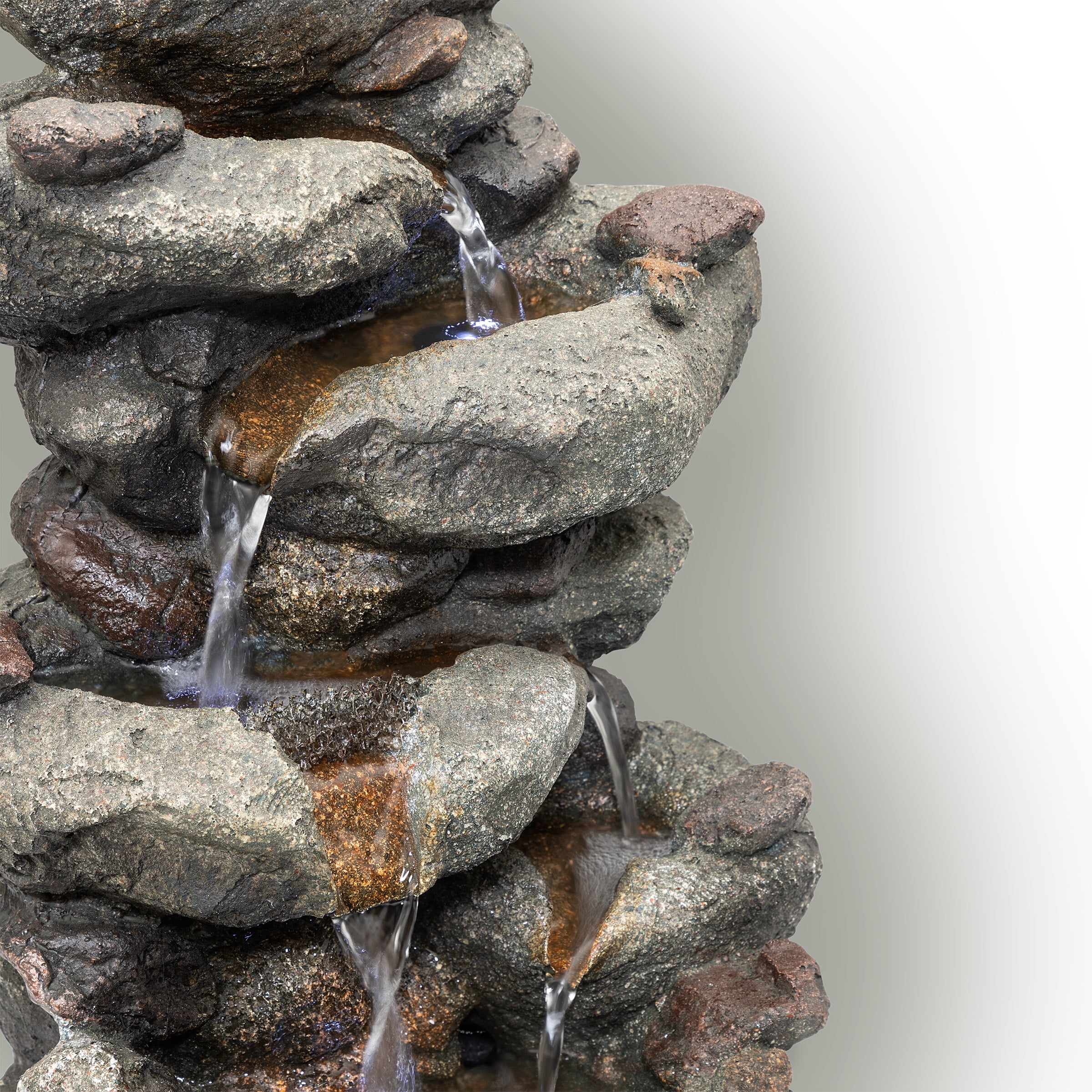 Alpine Corporation 14-Inch Indoor & Outdoor Rainforest Rock Fountain with LED Light