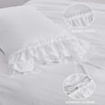 thumbnail image 4 of 3 Piece Pre-Washed Queen Off White Duvet Cover Set - 2 Layers Ruffle with Solid Color Design - Farmhouse Style Farmer House Comforter Cover Set with 4 Corner Ties - Zipper Closure (Hans), 4 of 12
