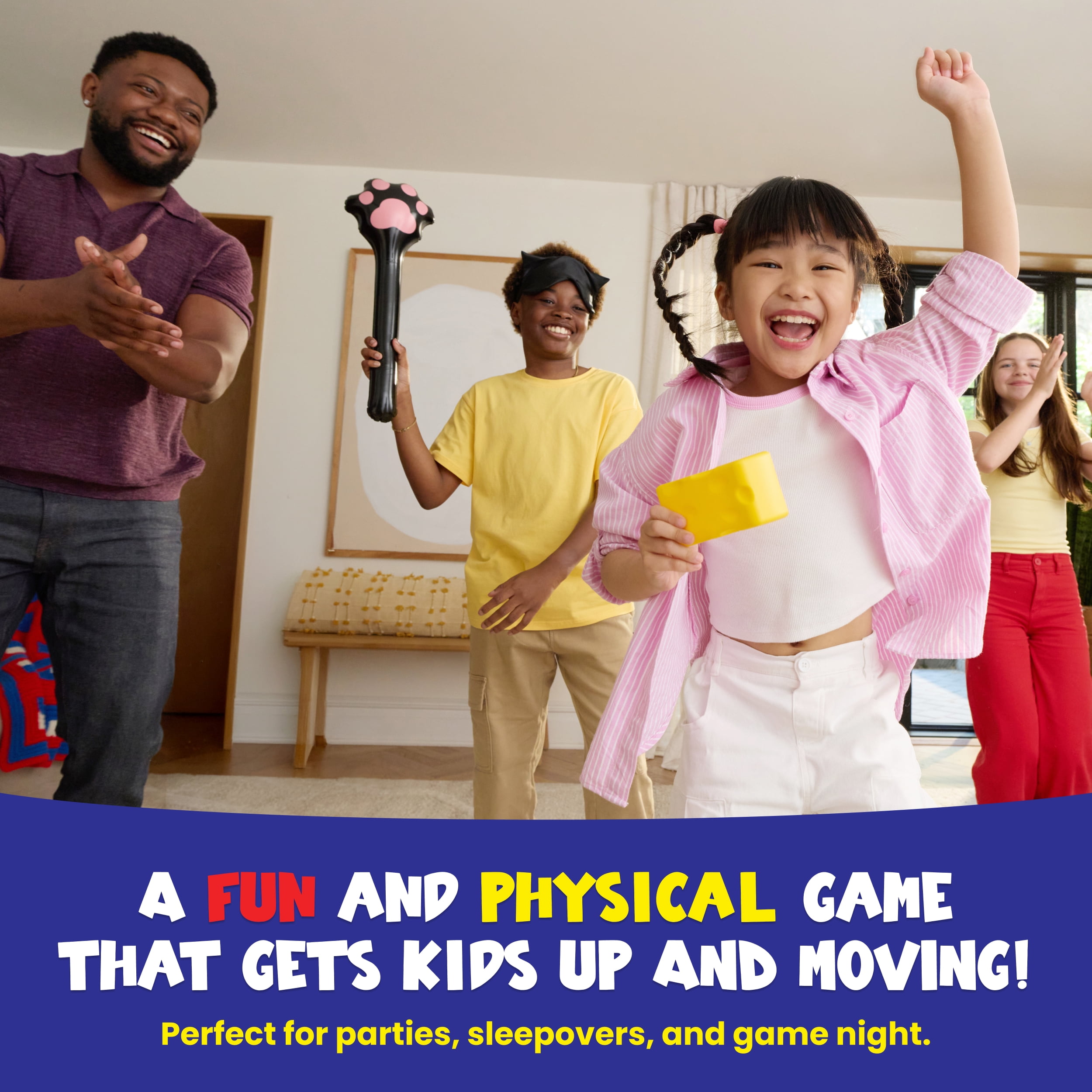 Cats and Robbers, An Up and Active Family Games Includes 1 Inflatable Paw, Cheese, Squeaky Mice Feet and More