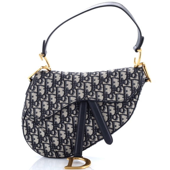 Pre-Owned Dior Saddle Handbag Oblique Canvas Medium By Rebag