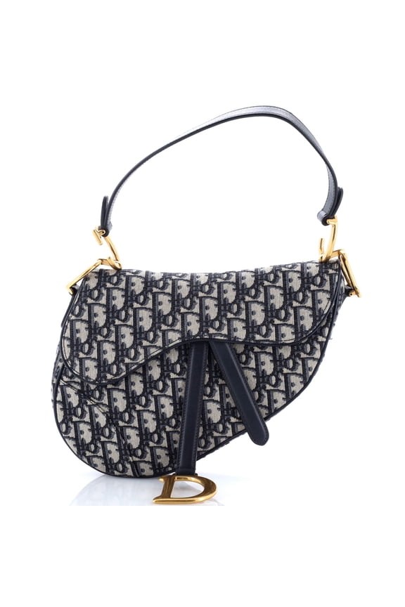 Pre-Owned Dior Saddle Handbag Oblique Canvas Medium By Rebag