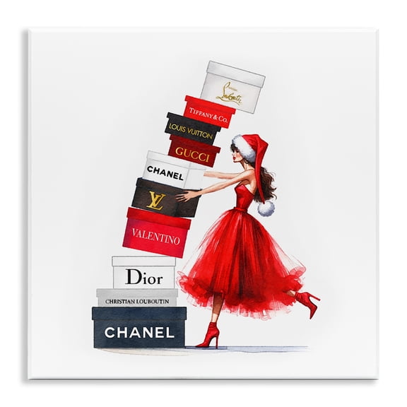 Stupell Industries Holiday Glam Shopping Boxes Holiday Painting Unframed Art Prints Wall Art, 12 x 12