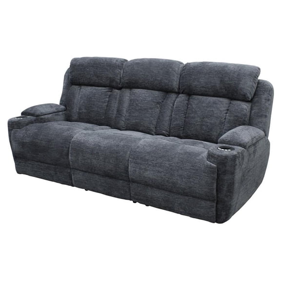 Pemberley Row Fabric Charcoal Sofa Rectangular Power Reclining 89"