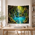 thumbnail image 5 of Koi in a Turquoise Cave Pool under Waterfalls, Serene Fantasy for Nature Lovers, Tropical Forest Decor, Housewarming Gift, Tapestry Wall Hanging for Bedroom and Living Room, 5 of 7