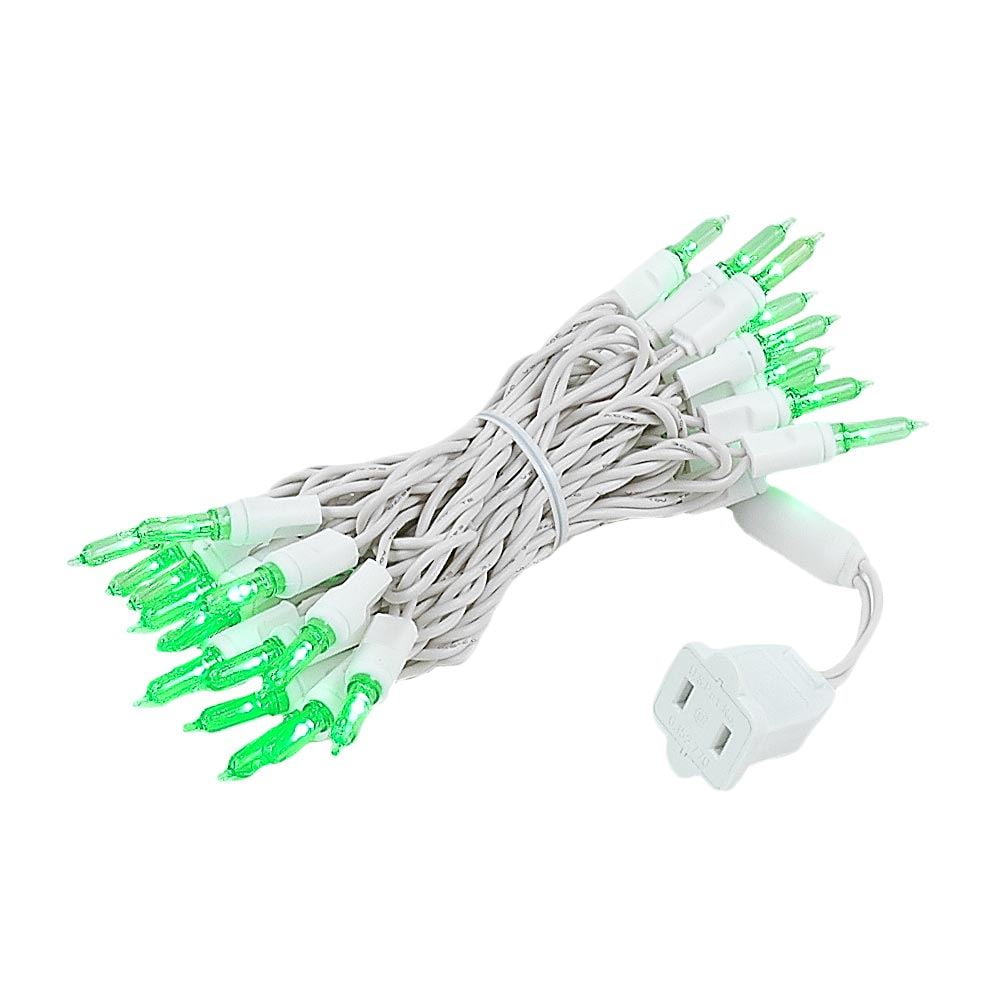 35 Light T5 LED Christmas Mini Light Set, Green, White Wire, 11.5' Long