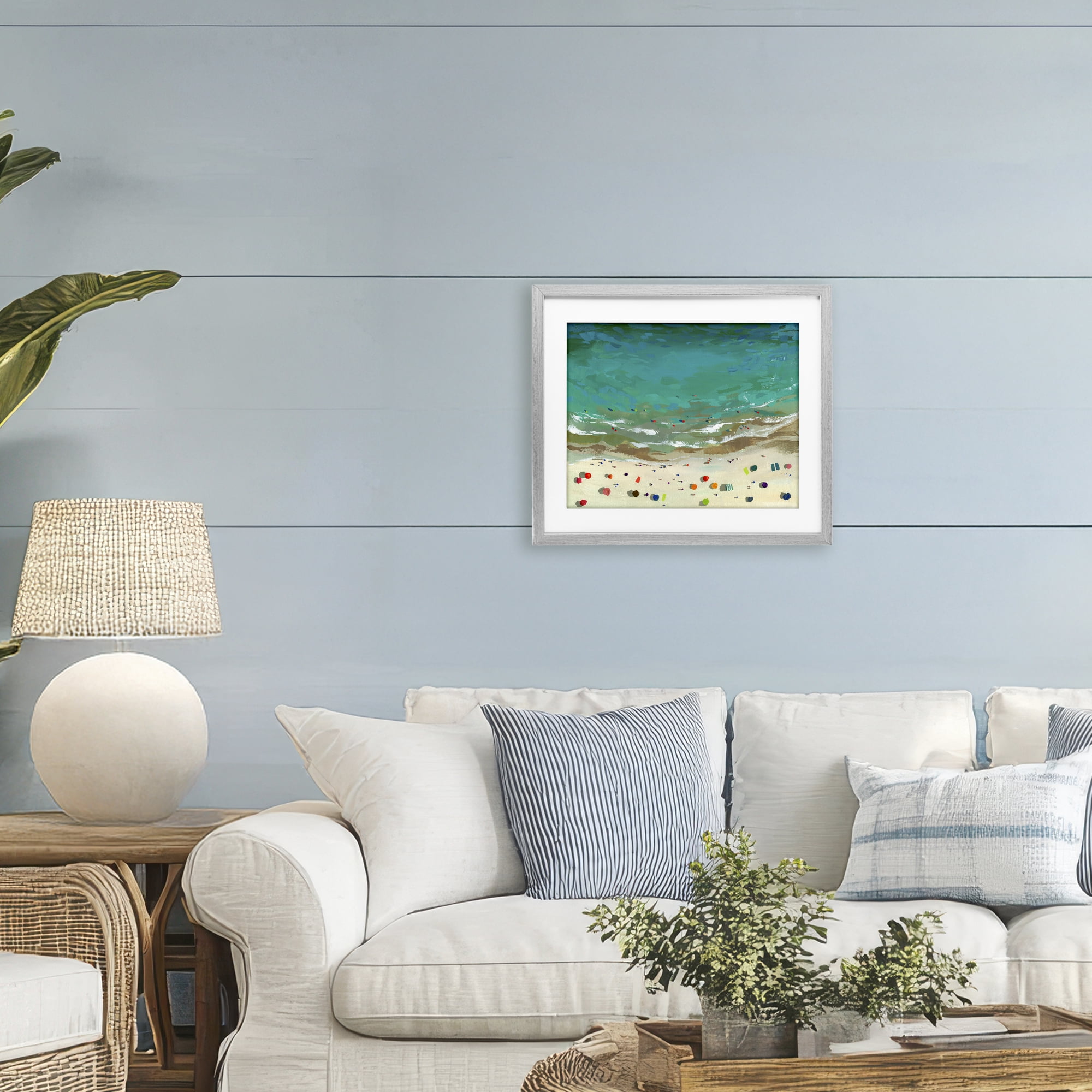 Stupell Industries Aerial Turquoise Shoreline Gray Framed Print Under Glass, design by Brook Page