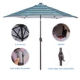 thumbnail image 3 of [2 day delivery] Outdoor Patio 8.7-Feet Market Table Umbrella with Push Button Tilt and Crank, Blue Stripes With 24 LED Lights[Umbrella Base is not Included], 3 of 9