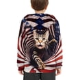 thumbnail image 4 of Xoenoiee Kids Long Sleeve Hoodies Pullover Sweatshirt Cosy Hooded Activewear for Boys Girls with Front Kangaroo Pocket, 3D Vortex American Flag cat Pattern, XL, 4 of 7