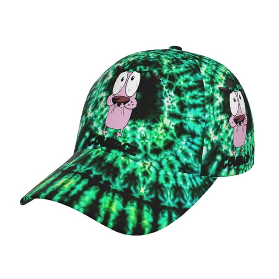 Unisex Cowardly Dog Green Tyedye Adjustable Sports Dad Hat Trucker Baseball Cap For Running Outdoor Travel