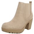 thumbnail image 2 of Soda Women's Faux Suede Chelsea Round Toe Lug Ankle Bootie , Wheat, 7 M US, 2 of 5