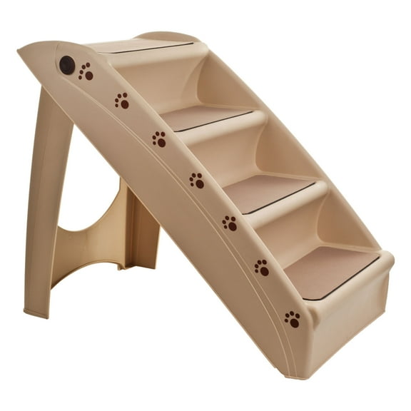 PETMAKER Foldable Nonslip Pet Stairs with 4-Step Design (Tan)