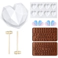 thumbnail image 2 of Muyoka Austok Moldes de corazón, moldes de silicona con forma de corazón y diamantes mejorados, molde de silicona para tartas de chocolate, decoración de fondant, para hornear galletas de chocolate, f Muyoka Hogar, 2 of 7