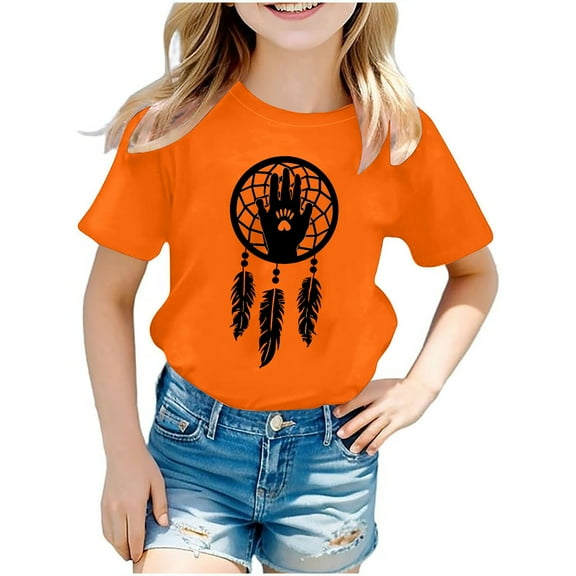 Lisbinx Children T Shirts for Girls Simple Graphic Tops Round Neck Short Sleeve Tee Tops for Teen Girls