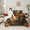 thumbnail image 4 of Manfei Kids Lion King Bedding Comforter Set, Jungle Wildlife Animal Twin Comforter Sets, Vintage Flower Reversible Bedding Set, Microfiber Bedroom Decor, 2 Pieces, 4 of 8
