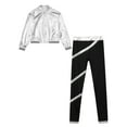 thumbnail image 3 of iEFiEL Girls Hip Hop Street Dance Outfit Metallic Long Sleeve Bomber Jacket with High Waist Pants Activewear Silver 16, 3 of 5