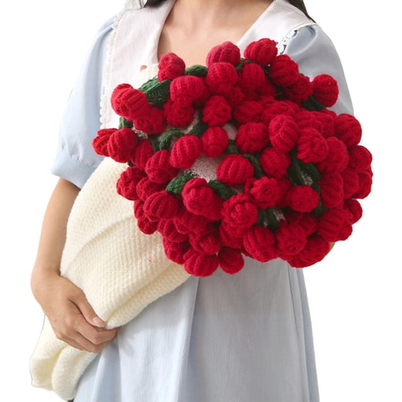 Crochet Flower Bouquet Throw Blanket, Handmade Knitted Blanket with Rose Flowers, 43" Flower BouquetBlanket,Folds into a Rose Bouquet,Romantic Gift for Her