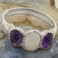 thumbnail image 5 of LBG British Made Sterling Solid Silver ring with Natural Opal & Amethyst Womens Engagement Ring - 33 size options - Size 11, 5 of 7