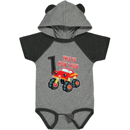 

Inktastic Monster Truck How I Roll 1st Birthday Gift Baby Boy Bodysuit