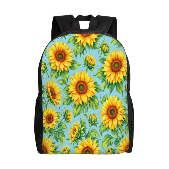 Summer Garden Sunflower Floral Backpack Full Front Print Travel Laptop Bag for Men and Women