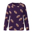 thumbnail image 4 of MVRLSH Essentials Hoodies for Women Sequin Football Graphic Crewneck Long Sleeve Casual Pullover Spring Fall Layering Daily Outfit Match Sweatshirt Purple - XL, 4 of 4