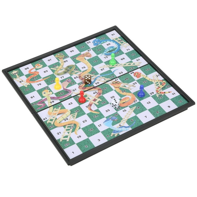 TOPINCN Snake Ladder Chess Game, Easy To Carry Collapsible Durable Foldable Chess Game, For Student Children Friends