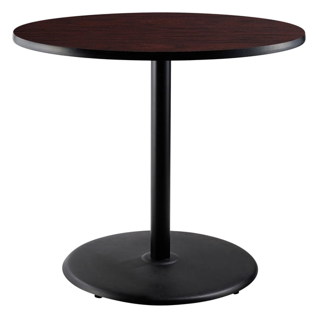 Pemberly Row Cafe Table 36"H Particleboard Black Frame Mahogany Top