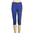 thumbnail image 3 of Frontwalk Women Workout Yoga Capris Leggings Solid Color Casual Pants Elastic Waist Capris Pants Jeggings Royal Blue 3XL, 3 of 3