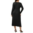 thumbnail image 3 of INSPIRE CHIC Womens Maternity Dresses Button Pleated Knit  Long Sleeve Photoshoot Pregnancy Maxi Dress M Black, 3 of 6