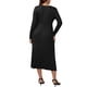 thumbnail image 3 of INSPIRE CHIC Vestidos de Maternidad para Mujeres con Botones Plisados de Punto de Manga Larga para Sesiones de Fotos Embarazo Vestido Maxi L Negro, 3 of 6