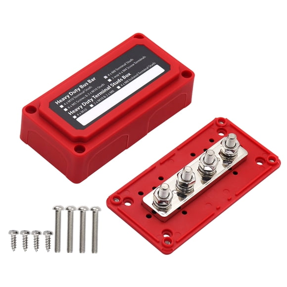 Riwcyla Power Distribution Block Heavy Duty Bus Bar Box with 516in M8*4 Terminal Studs 48V 300A Post Battery Junction Block for Car RV Truck Marine Boat
