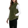 thumbnail image 4 of INSPIRE CHIC Women's Fleece Vest Outerwear with Pockets Button Down Sleeveless 2024 Fall Winter Fashion Fuzzy Vest L Army Green, 4 of 6