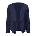 thumbnail image 2 of Vedolay Women's Tops Women's Solid Color Open Front Office Long Sleeve Blazers Jacket with Pockets,Navy S, 2 of 4