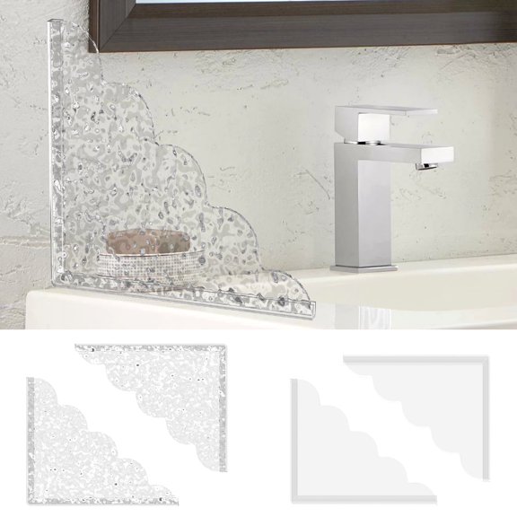 AEVXKHI 2PCS Acrylic Shower Splash Guards with Silicone Base, Waterproof Transparent Bathtub Water Guards, Wear Resistant Tub Corner Guards for Bathroom