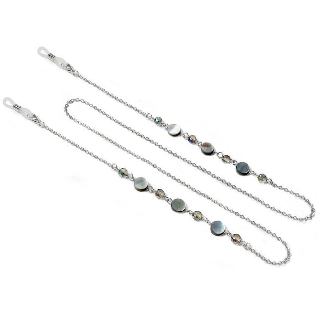 Natural Shell & Crystal Glasses Chain - Dual-Use as Mask Lanyard/Necklace, 75cm High-Quality Steel, Elegant & Practical Eyewear Accessory for Canadians