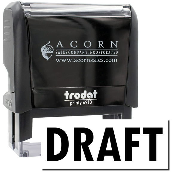 Large Self-Inking Draft Stamp, Trodat Printy 4913, Press and Print Stamping, Impression Size 7/8" x 2-1/4", Up to 10,000 Impressions - Black Ink