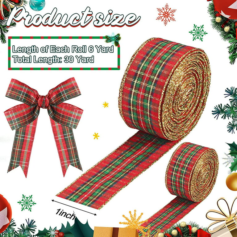 Big Clearance! DIY Christmas Wired Edge Ribbons Wired Christmas Ribbon Satin Ribbon Wide Fabric Craft Ribbon for Gift Wrapping, Size: 500*6cm