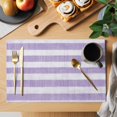 thumbnail image 2 of Purple Striped Placemats Set of 8, Farmhouse Vintage Stripes Placemats for Dining Table, Place Mats for Kitchen Tabletop, Waterproof Wipeable Dining Table Mats Set, 2 of 9