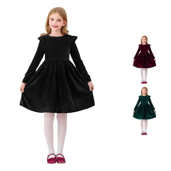 Girl Dress Long-sleeve Ruffle Gentle Airy Lovely for Spring and Casual Modern Bright Dress Set