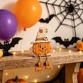 thumbnail image 6 of Wooden Halloween Pumpkin Decoration 6 in - Natural Wood Tabletop Ornament Sign Accent Display for Fireplace Mantel Shelf Tiered Tray Fall Harvest Decor Accent, 6 of 7